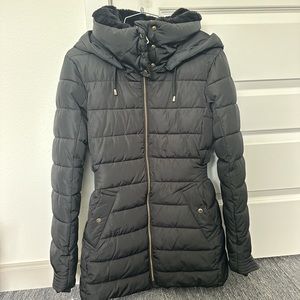 Zara Hooded Padded Winter Jacket in Black